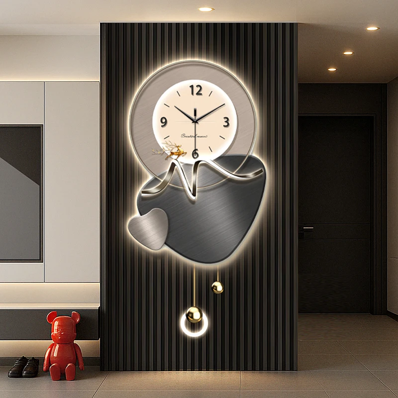 Silent Creative Clock Wall Xenomorph Simple Luxury Interior Art Mural Wall Clocks Metal Wall Art Led Horloge Home Decoration