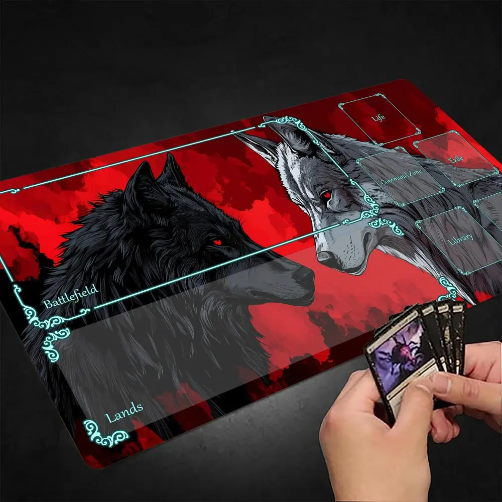 

Fantasy Starry Sky Wolf MTG Playmat Magic Card Battle Mat Non-Slip Durable 35X60CM Commander playmat Board Game Mat for TCG