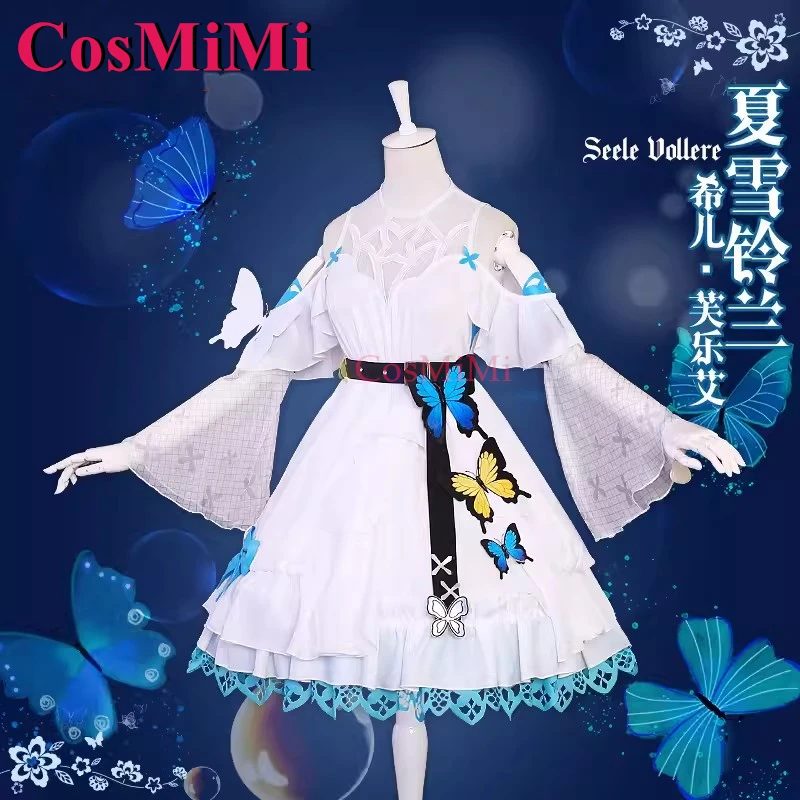 

CosMiMi Game Honkai Impact 3 Seele Vollerei Cosplay Costume Sweet Lovely White Dress Carnival Party Role Play Clothing S-L New