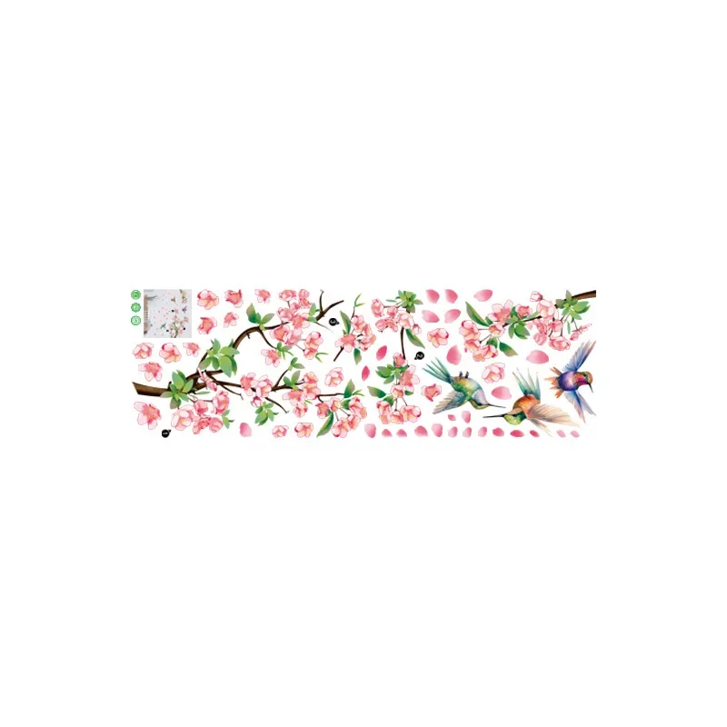 Tree Branches Pink Peach Blossoms Flowers Birds Wall Stickers For Bedrooms Living Rooms Background Walls Decorative