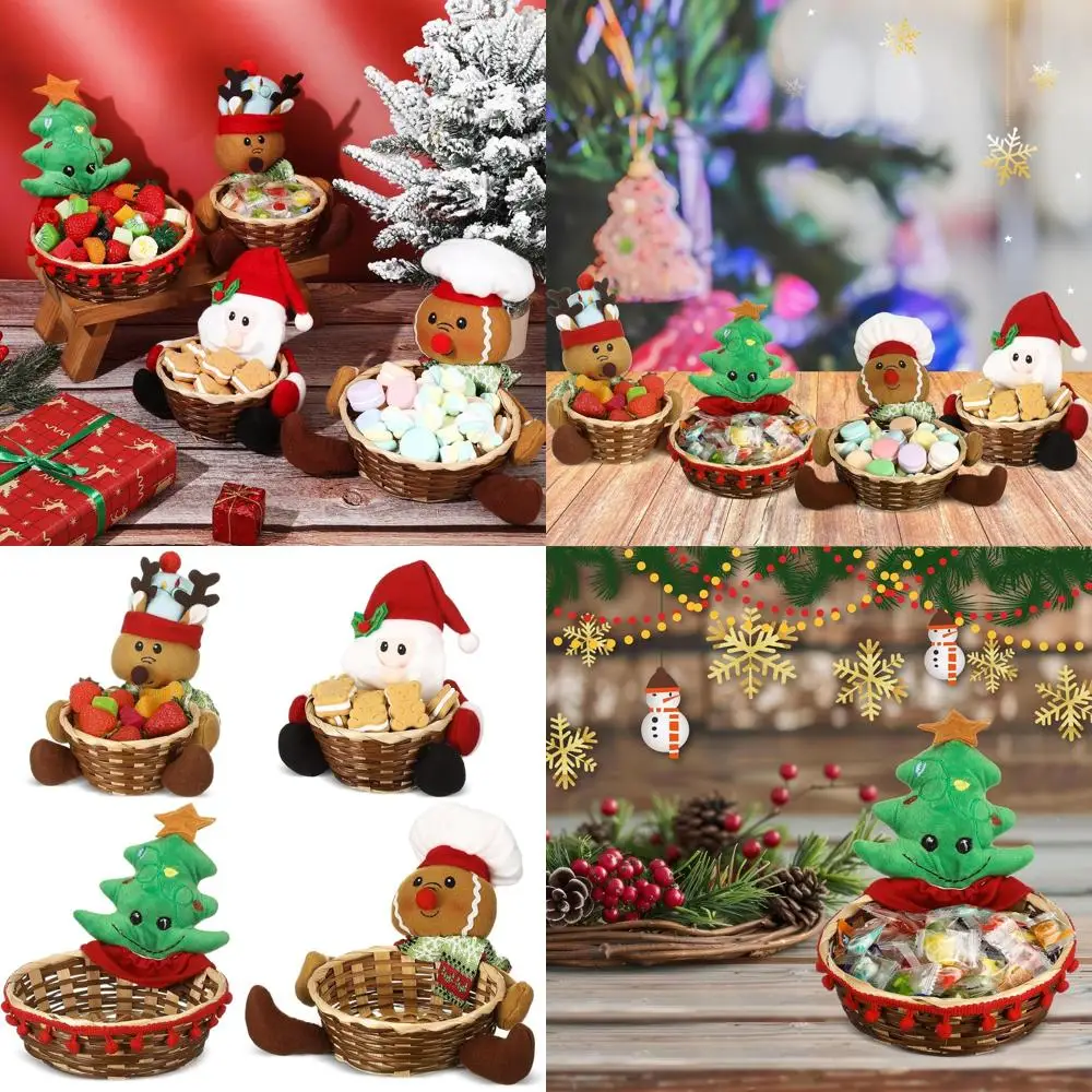 

Рождественские корзины для конфет — мужские дизайны Санта-Клауса, оленя, дерева и печенья, 2 размера, праздничная посуда и подарок