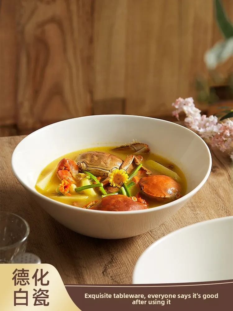 

Овальная белая супница/миска для пасты большого размера для ежедневного использования, для отелей и ресторанов, для мяса, салатов и готовых блюд