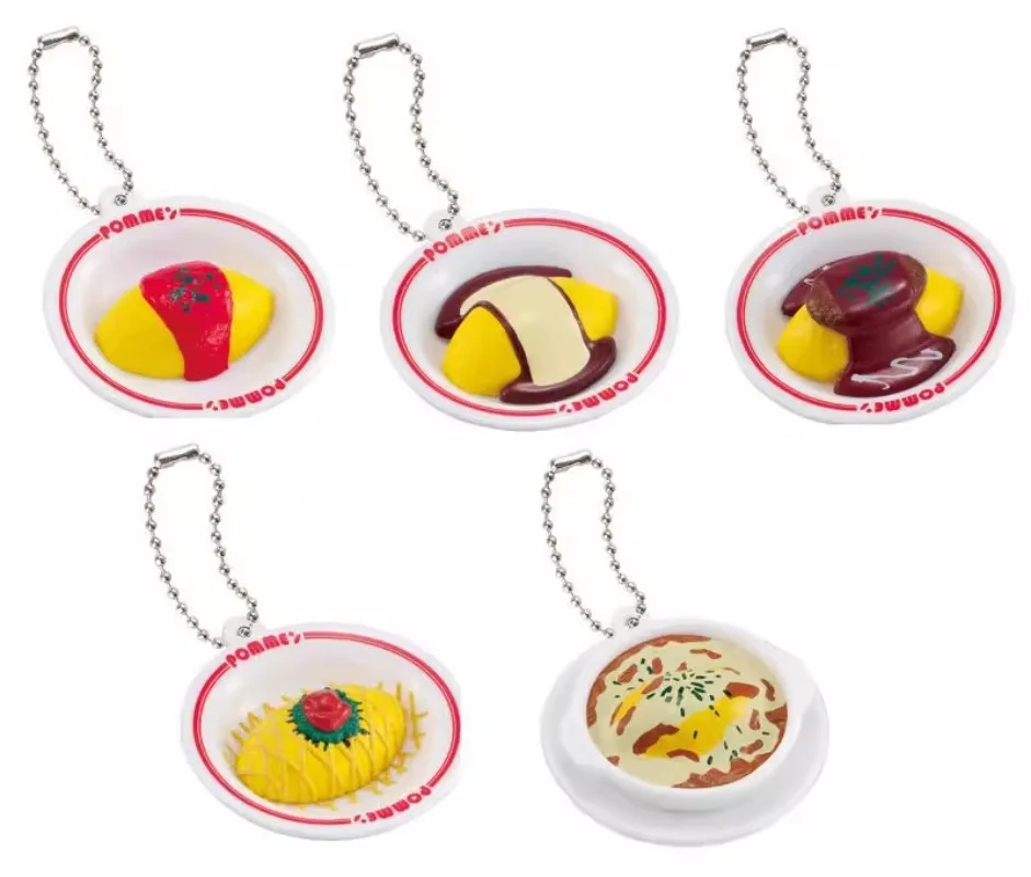 Bandai Japan Gashapon Figurine Anime Cute Mini Poached Egg Rice Hanging Ornament Figure Model Keychain Capsule Toys Doll Gift