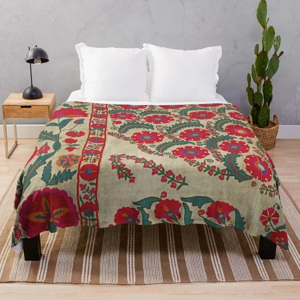 

Vintage Bohemian Suzani Throw Blanket Large Bed Fashionable Furrys Vintage Blankets