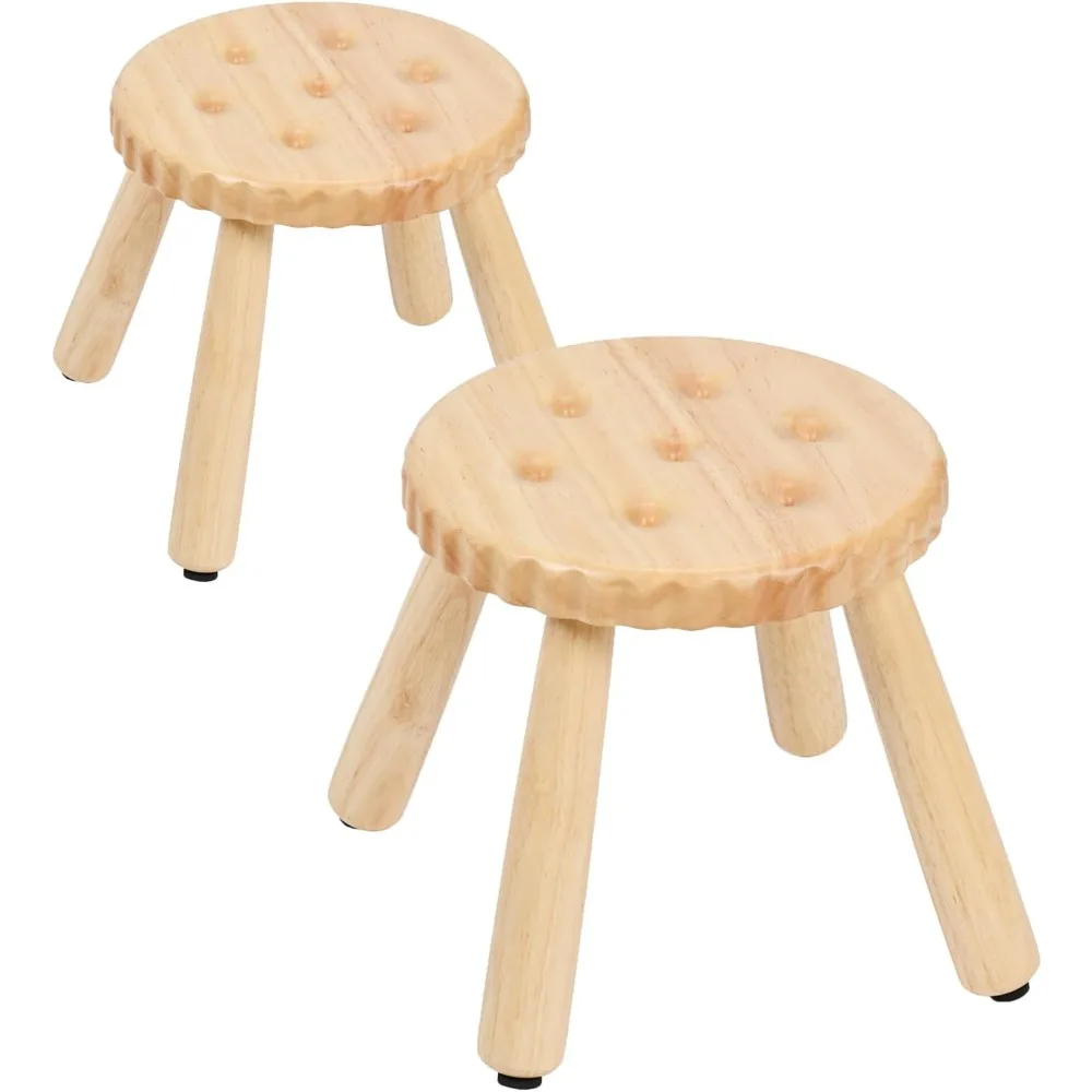 Tabouret court pour enfants et adultes, petit tabouret en bois pour HO, tabouret en bois de 9 pouces, support de plante (Natural-2pcs)