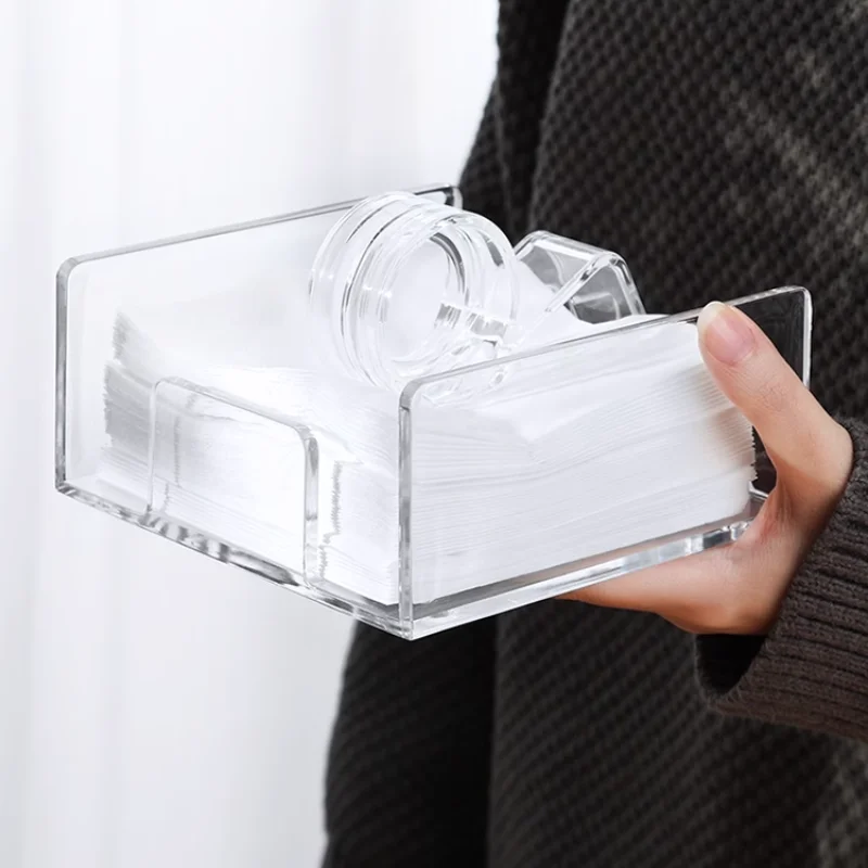 Acrylic Tissue Holder Desktop Vertical Tissue Box Toothpick Holder Thickened Transparent Table Storage Accessories