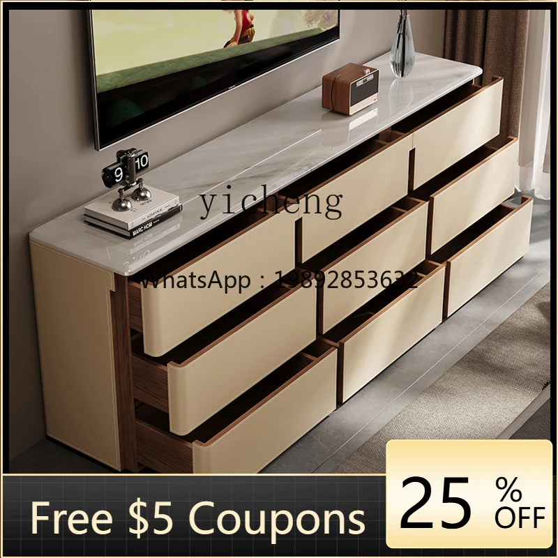 

GZ 1 Marble Side Cabinet Against the Wall Integrated Locker Saddle Leather Locker