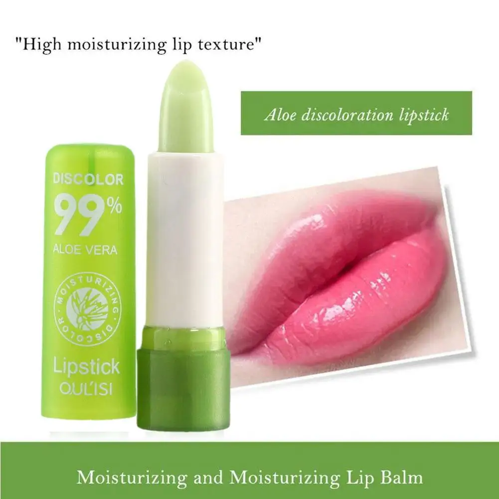 Lip Balm Lipstick Aloe Vera Strawberry Makeup Lip Care Long Lipstick Lasting Moisturizing Color Changing Lipstick Mood Beau G7Y8