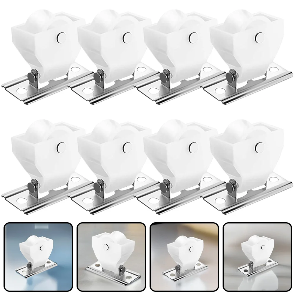 

8Pcs Curtain Track Pulleys Gliders Sturdy Material Easy Install Flexible Slide for Roman Shades Roller Blinds Draperies