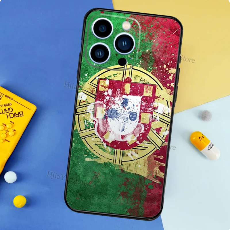 Portugal Flag Case For iPhone 13 Pro Max 12 Mini 11 14 15 16 XS MAX XR Plus Silicone Phone Cover