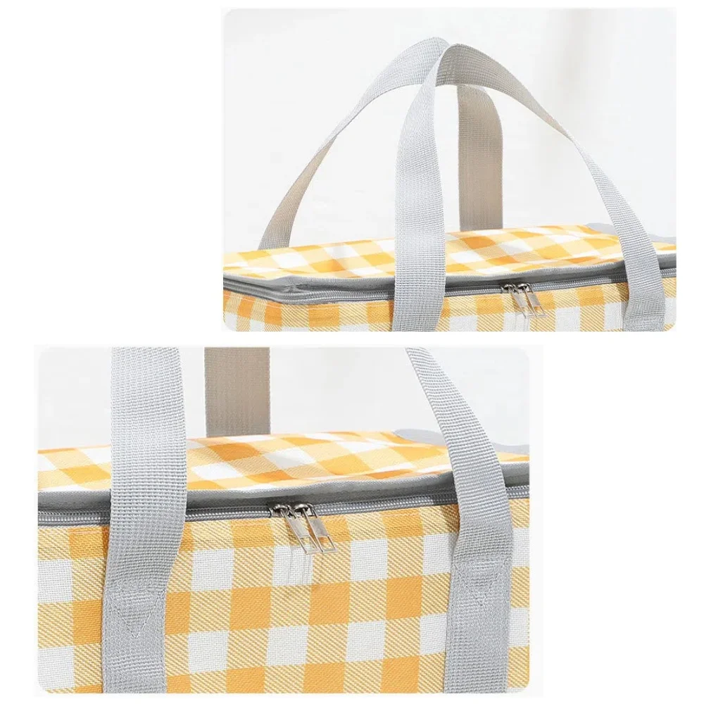 Insulated Cooler Picnic Bag- Reusable, With Zippered, for Beach,Food Delivery, Outdoor, Camping,1Pcs