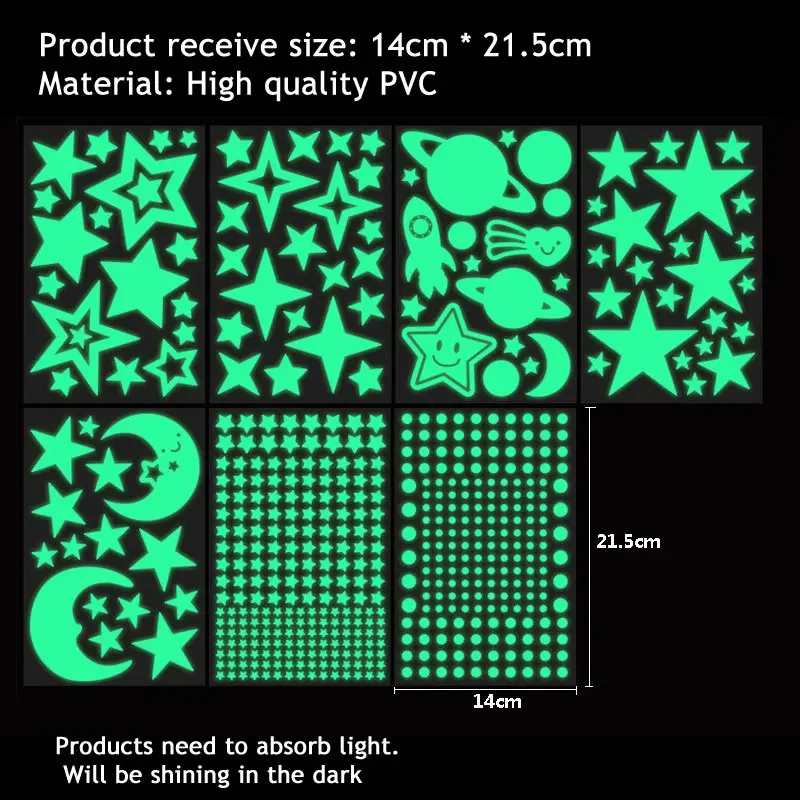 New 3D Bubble Luminous Stars Moon Dots Wall Sticker for kids room bedroom home decoration Glow in the dark DIY combination Stick