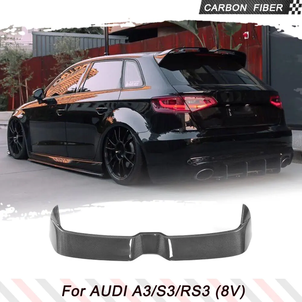 Carbon Fiber / FRP Rear Roof Spoiler Window Wing for Audi A3 Sline S3 RS3 Type 8V Hatchback 4 Door 2014 - 2019 Not for 2 Door