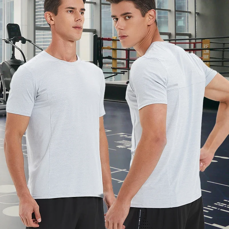 Men Sports T-shirt Fitness Short Sleeve Tee Gym Compression T Shirt Workout Casual High Quality Tops Dry Fit Muscle Fit Shirts