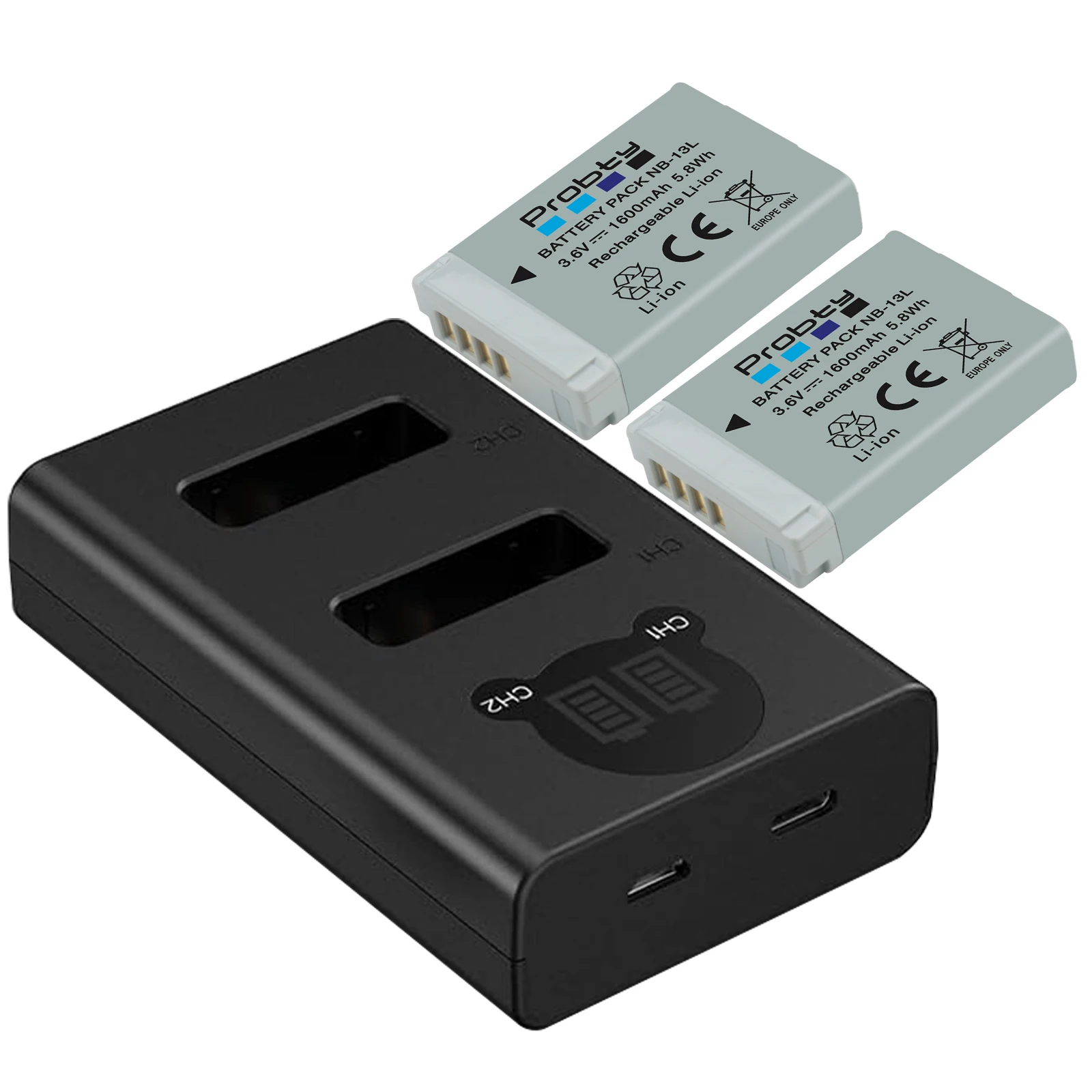 1600mAh NB-13L NB13L NB 13L Akku + LED-USB-Ladegerät für Canon G7 X Mark II G7X G5 X G5X G9 X G9X SX620 SX720 HS Akkus
