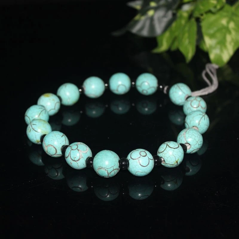 

Ancient , , enhanced turquoise flower round , bead string accessories, vintage beads
