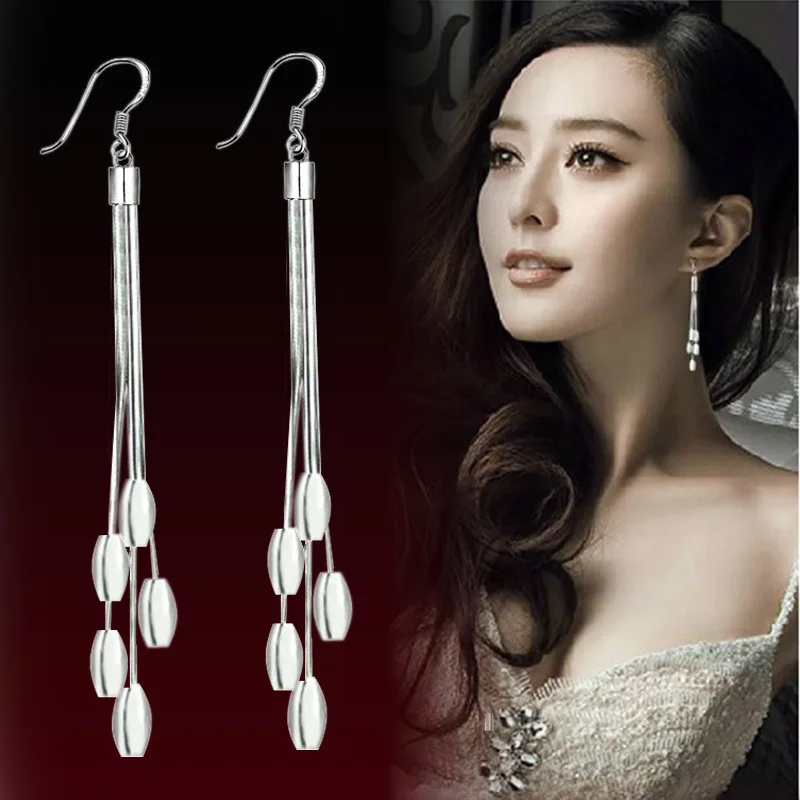 S925 sterling silver stud earrings, earrings, pendants, women's new long fashion fringed ear jewelry, ear clips, ear hangers.