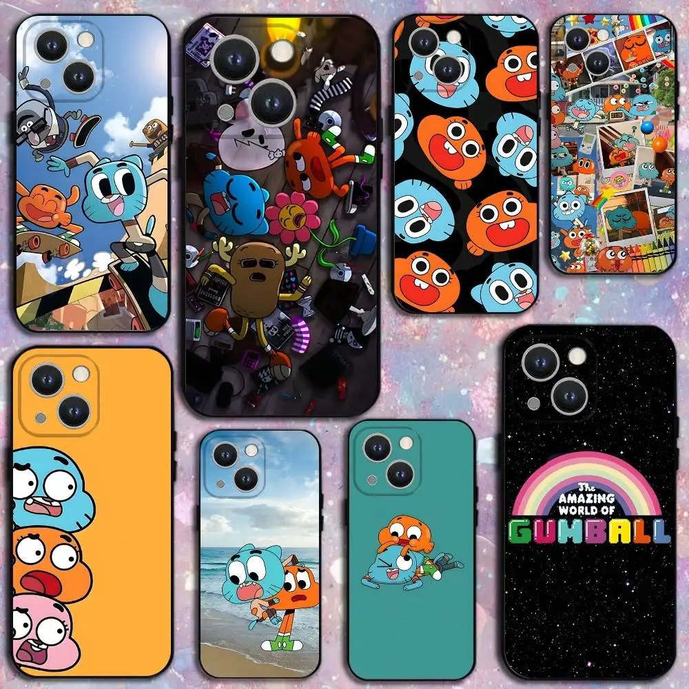 

A-Amazing World of G-Gumball Phone Case For iPhone 16,15,14,13,12,11 Plus,Pro Max,XS,X,XR,SE,Mini,8,7,Soft Silicone Black Cover