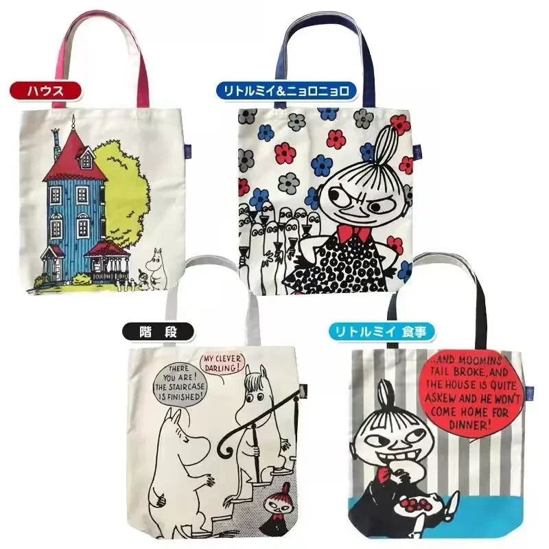 M-Moomins Cartoon Crossbody Bag Large Capacity Canvas Handbag Casual Single Shoulder Sling Bag for Daily Outdoor Travel