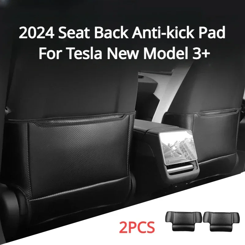 For Tesla Model 3 Y 3+ Highland Seat Backrest Anti Kick Pad Interior Accessories Microfiber Leather Seat Back Protective Cover