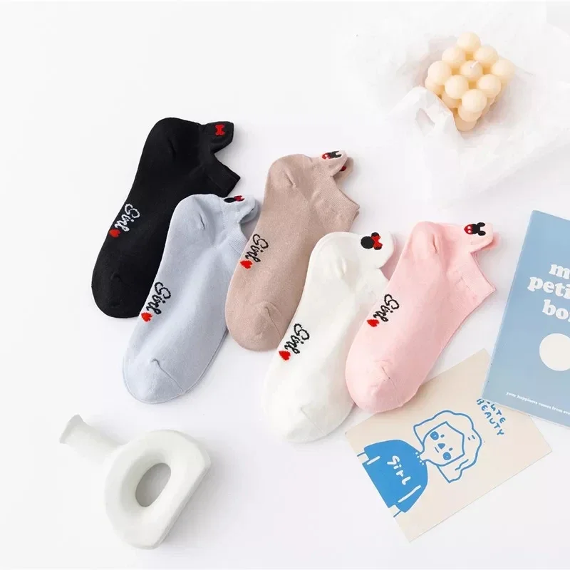 

5 Pairs of Invisible Socks, CHILDREN'S Spring and Summer Thin Boat Socks, Cartoon Japanese Short Socks