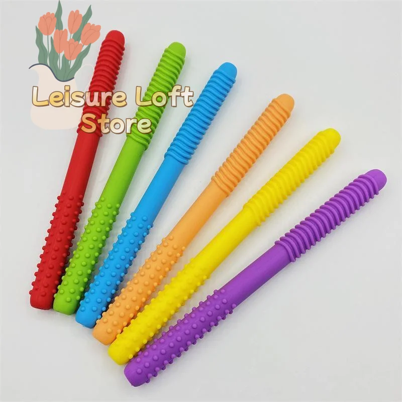 Food Grade Kids Chew Tube Hollow Molar Straw Soft Teether Oral Massager for Toddler Speech Therapy Teething Care