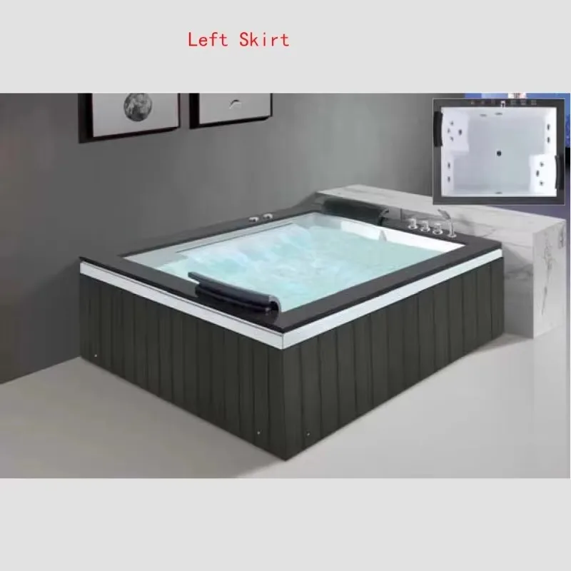 1800mm Bathroom Whirlpool Bathtub LED Colored Lights Indoor Spa Double People Surf Massage Tub K1136A