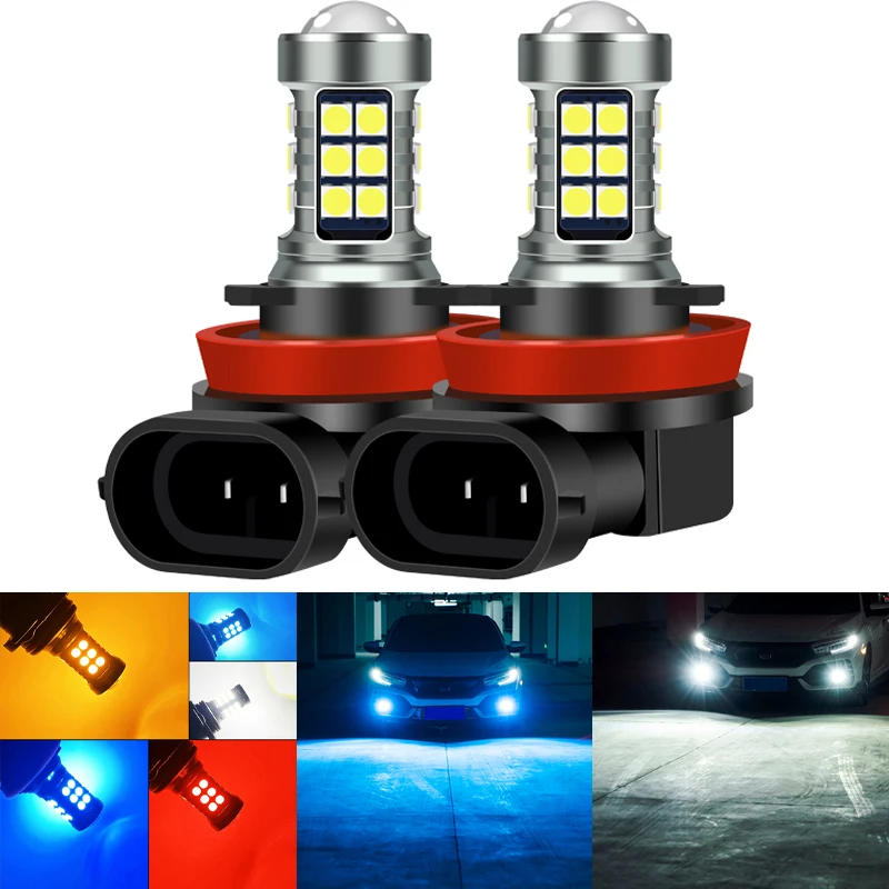 2xCar Fog Lamp H11 Led Lamp H7 9005 HB3 9006 HB4 H9 H8 Bulbs Auto Anti Fog Lamps Car Driving Running Light Foglamps Super Bright