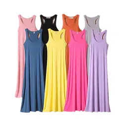 2026 New women basic dress, maxi long comfortable soft modal cotton dress,plus size beach dress, black red pink purple
