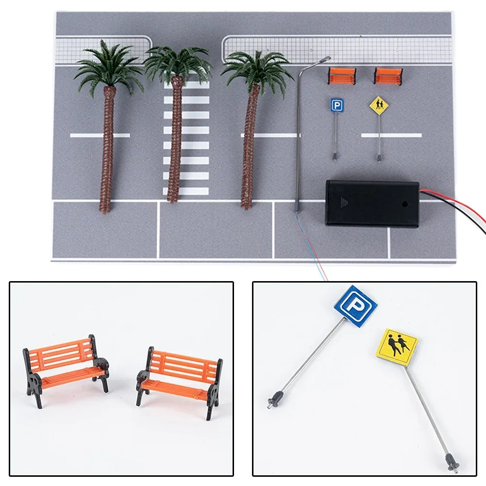 1:64 Scale Roadway Set And Landscape Accessory With Coconuts Tree City Road Scene Sign For Model Enthusiasts