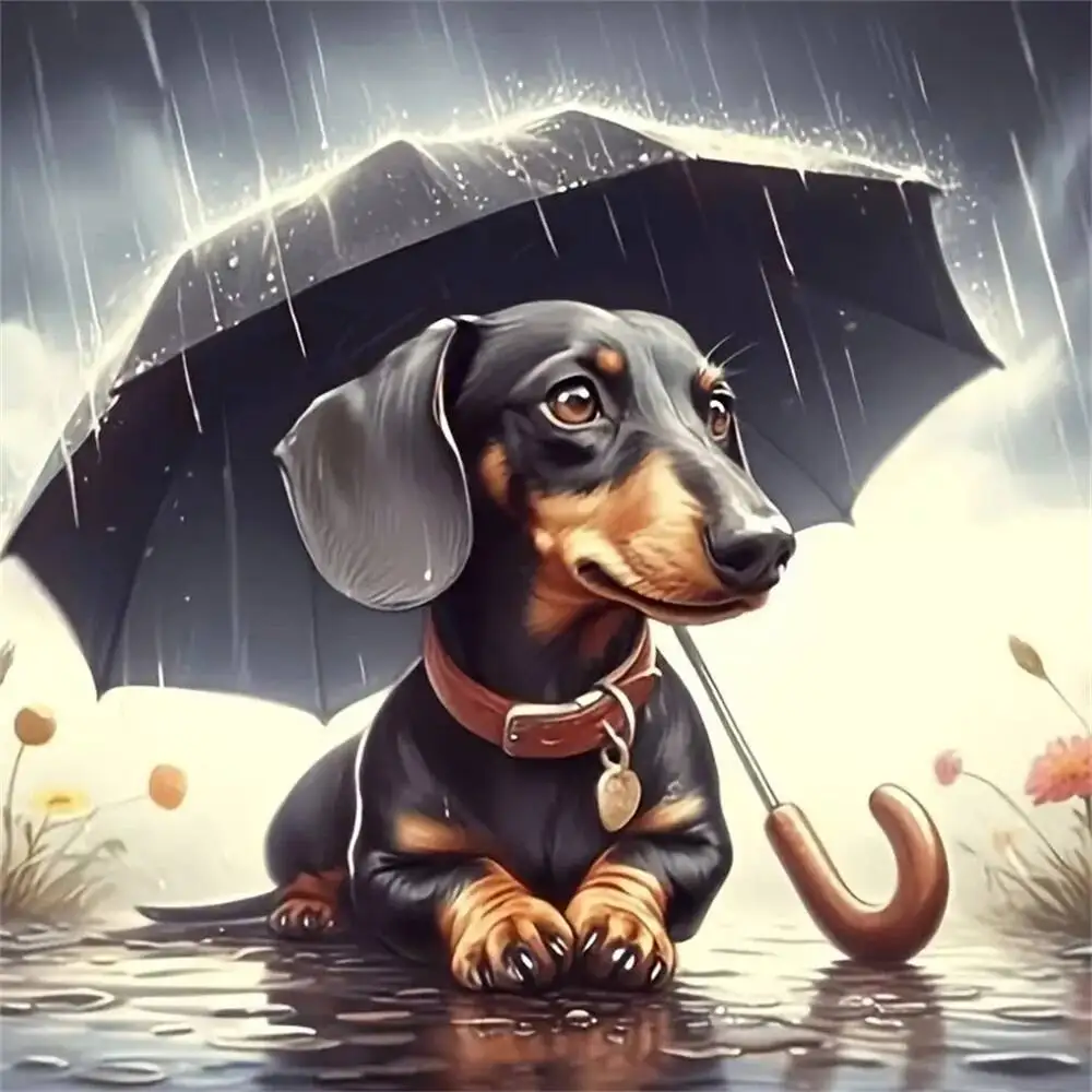 EverShine Full Drill Diamond Painting Dachshund Animal Rhinestone Pictures Diamond Mosaic Dog Handmade Embroidery Rain Wall Art