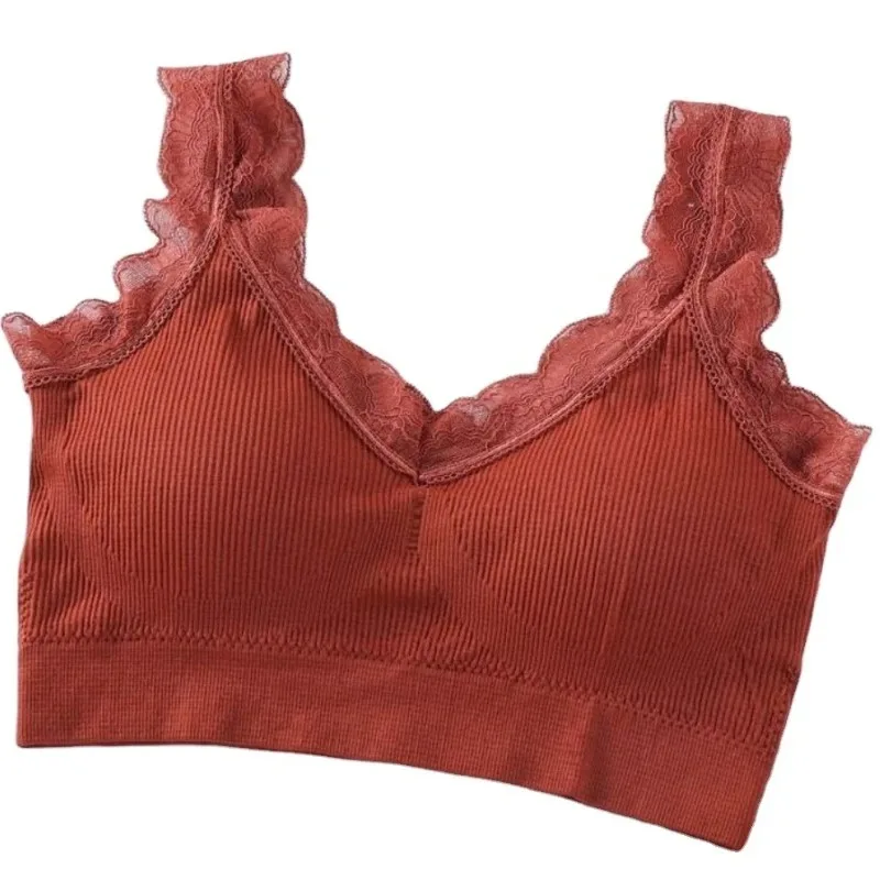 

Bear Cub Women's Lace Backless Strapless Tank Top Yoga Sports Bra No Steel Ring Support Nylon Fabric Comfortable Fit Tube Top