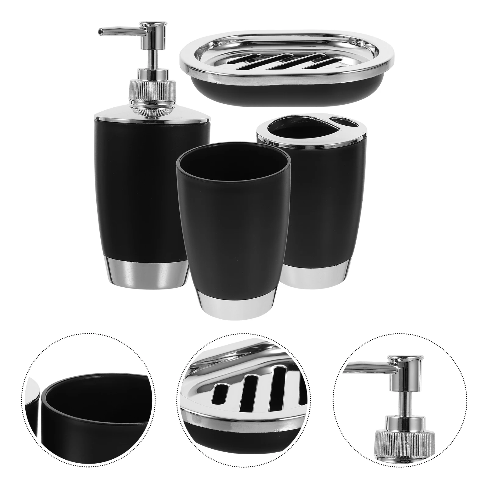 

4pcs Easy Clean Stylish Bathroom Accessories Set Includes Toothbrush Cup Soap Holder Lotion Bottle Stand Supplies
