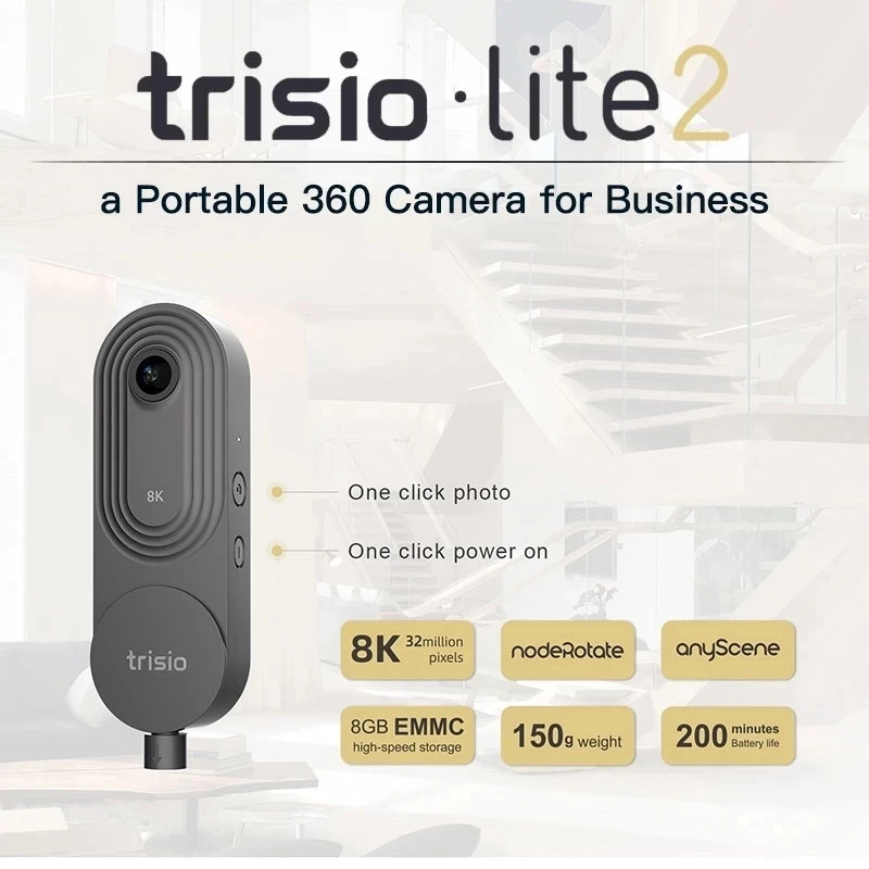 Trisio Lite 2 360 Camera - Designed For Real Estate Agents And Photographers Easy To Capture 360 Panoramic 8K 32MP HD VR Images