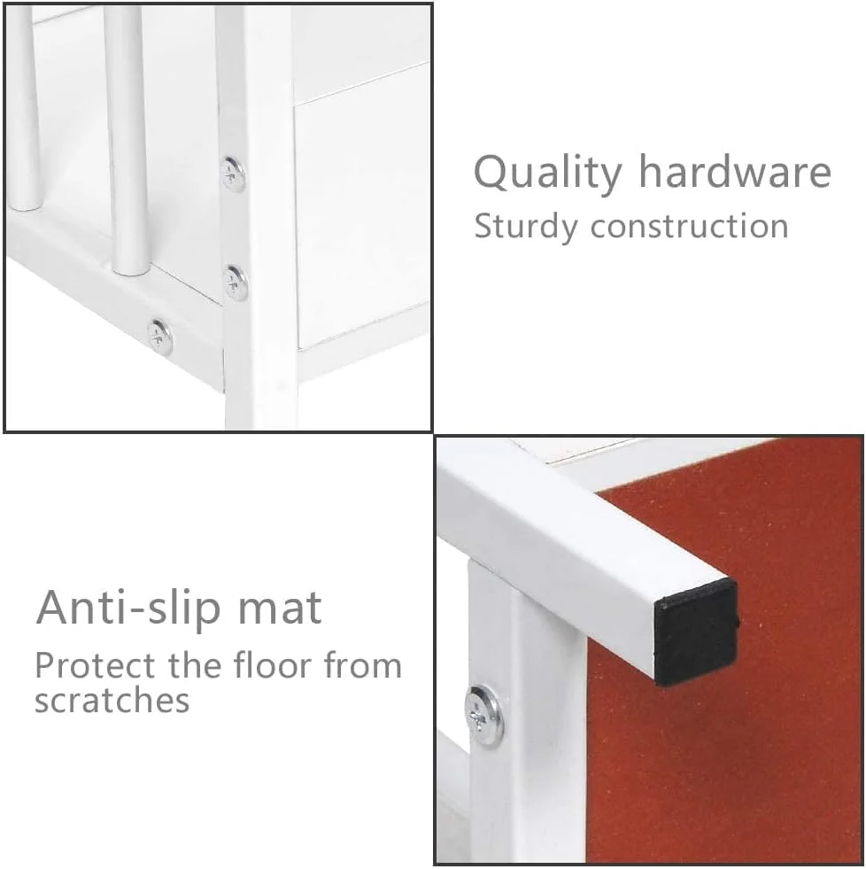 طاولة جانبية ضيقة بيضاوية الشكل من طبقتين من BonChoice لغرفة المعيشة، طاولة نهائية مع مساحة تخزين، 60 × 29 × 52 سم #5