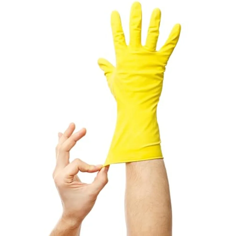 SteadMax 1 Pair Cleaning Gloves, Reusable Natural Rubber Dish Gloves, Latex Non-Slip Gloves for Kitchen, Household