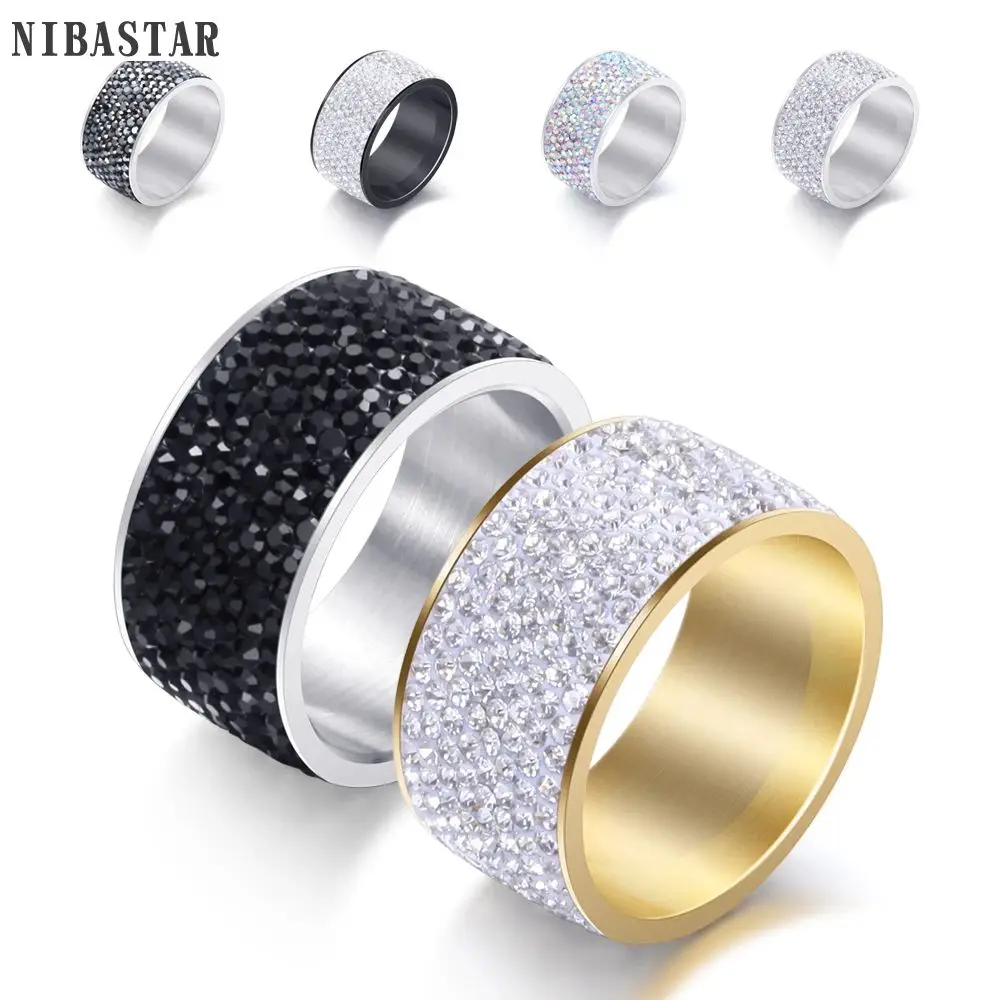 Hurtownia 8-rzędowych kryształowych pierścionków dla kobiet Austria Crystal Ring Bijoux ze stali nierdzewnej dla kobiet Biżuteria ślubna
