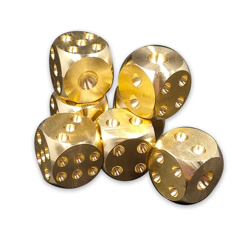 Dés solides en métal et cuivre pur, 15mm, 2 pièces, faits à la main, Bar KTV, fournitures d'échecs et de cartes, jouet personnalisé, ornements, outils de jeu de fête