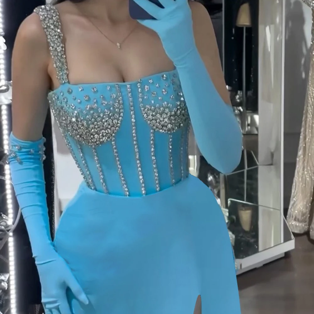 

Wholesale Elegant Women Luxury Long Women Beaded Bandage Evening Dress with Gloves Evening Gown-GZINS013