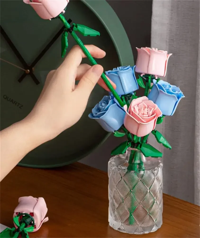 

Building Set, Flower and Plant Toy Building Blocks DIY Constructions Artificial Decorations Bouquet Collection Creative Gift