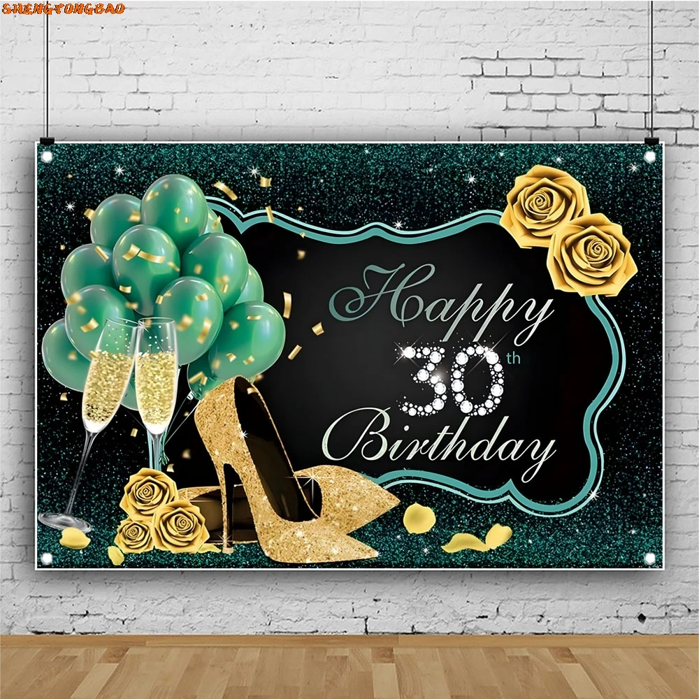男性と女性のための誕生日パーティーのバナーの背景,30歳,黒,金,銀,風船,写真の背景,ポスター,男性,女性
