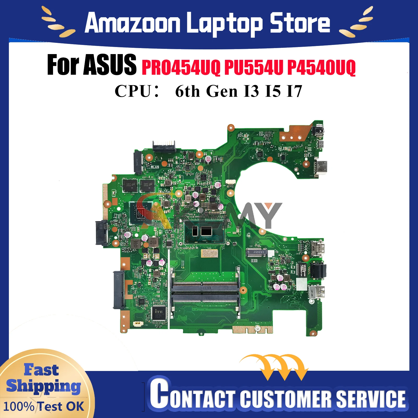 

P4540UQ Материнская плата для ноутбука ASUS ProArt P4540UQ PRO454UQ P4540U PU554U Материнская плата для ноутбука с процессором I3 I5 I7 100% tests OK stk