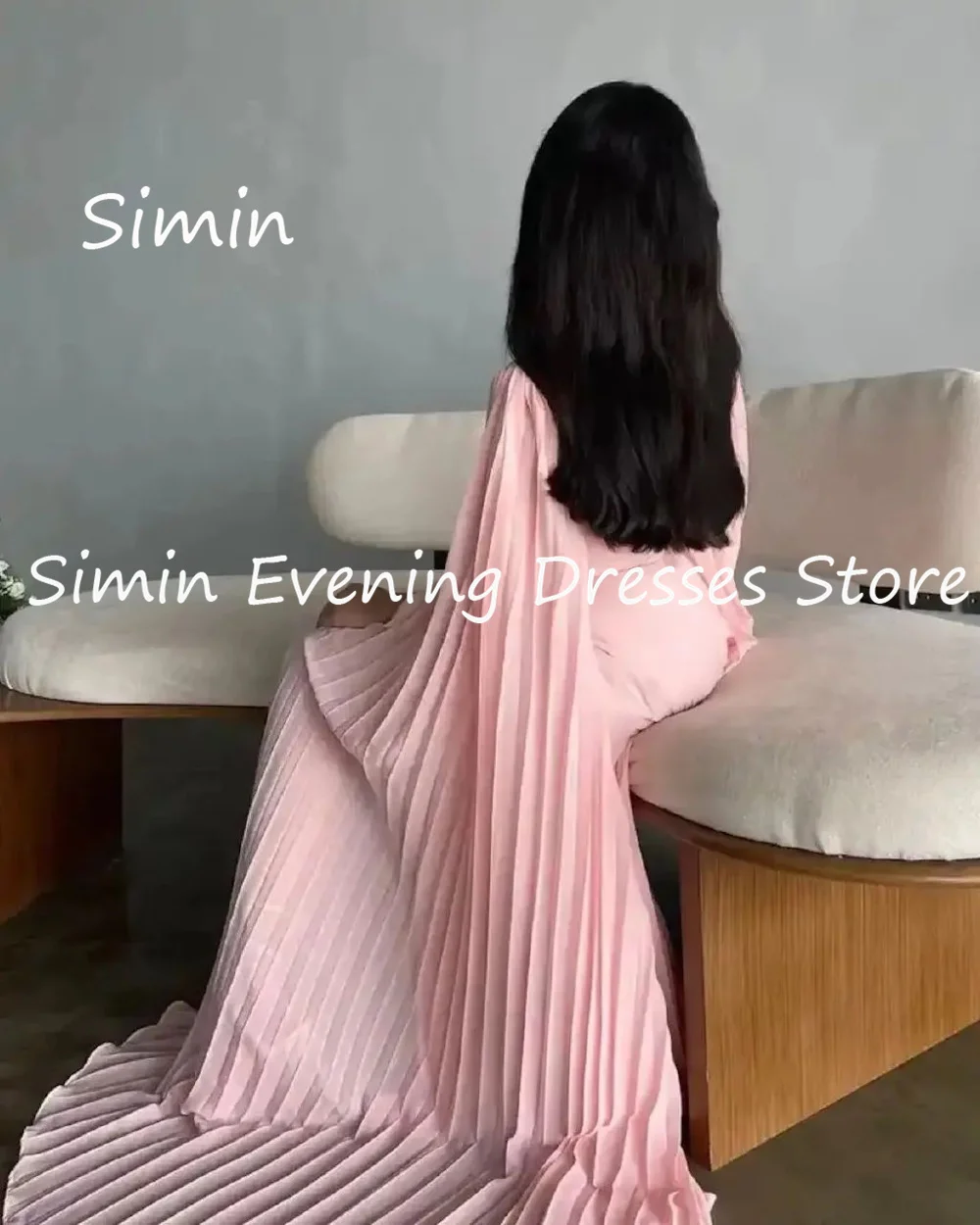 Simin Satin A-line O-neck Ruffle Arab Formal Prom Gown Saudi Ankle-length Evening Elegant Party dresses for women 2023