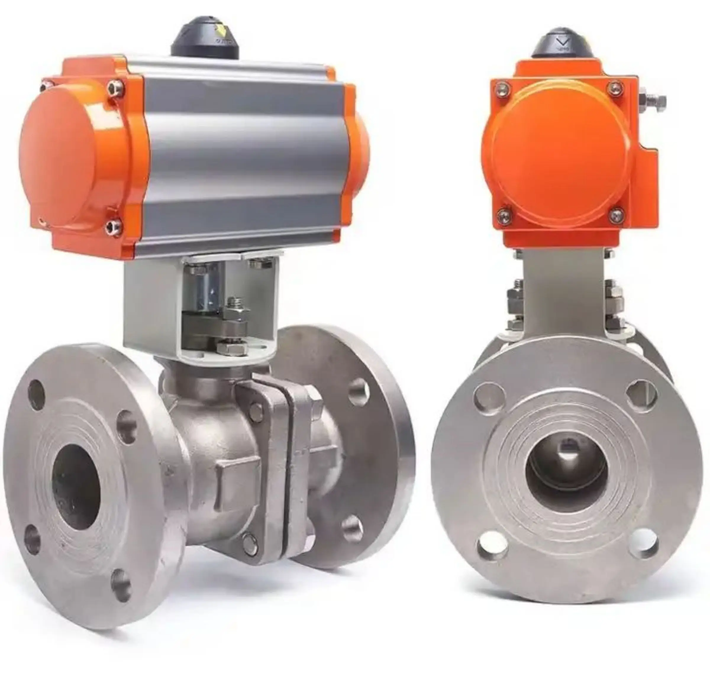 DN15 304 Stainless Steel Pneumatic Flanged Ball Valve Double Acting Cylinder High Temperature Steam Flange Ball Valve