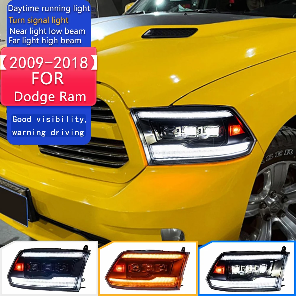 

Car Styling Head Lamp for Dodge Ram Headlights 2009-2018 Ram1500 2500 LED Headlight Projector 3 Lens Reverse auto Accessories
