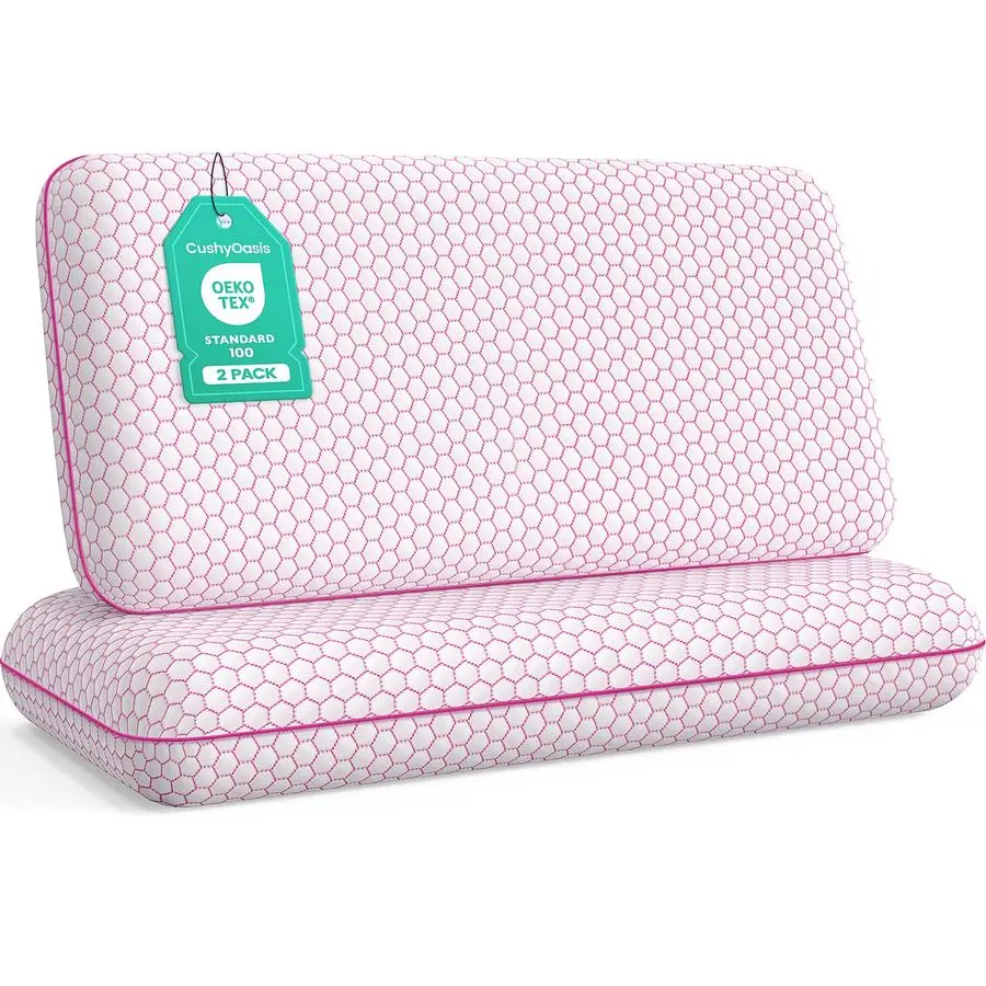 

Подушки из пеноматериала для сна на боку, спине и животе, набор из 2 штук, с моющимся чехлом и дышащей сеткой, для комфортного сна.