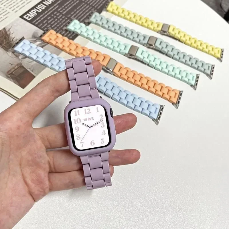 Bracelet de montre pour Apple iWatch Ultra 2 49mm Series 9 8 7 6 5 4 3 SE 44mm 45mm 41mm 40mm 38 42mm, avec protection d'écran et coque en verre, style bracelet Candy