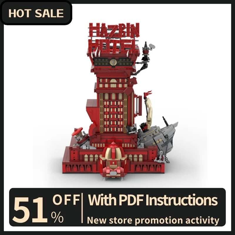 Nouveau 3279 pièces ville vente chaude Street View Moc modulaire Hazbin hôtel modèle blocs de construction bricolage idées créatives enfant jouet cadeau d'anniversaire