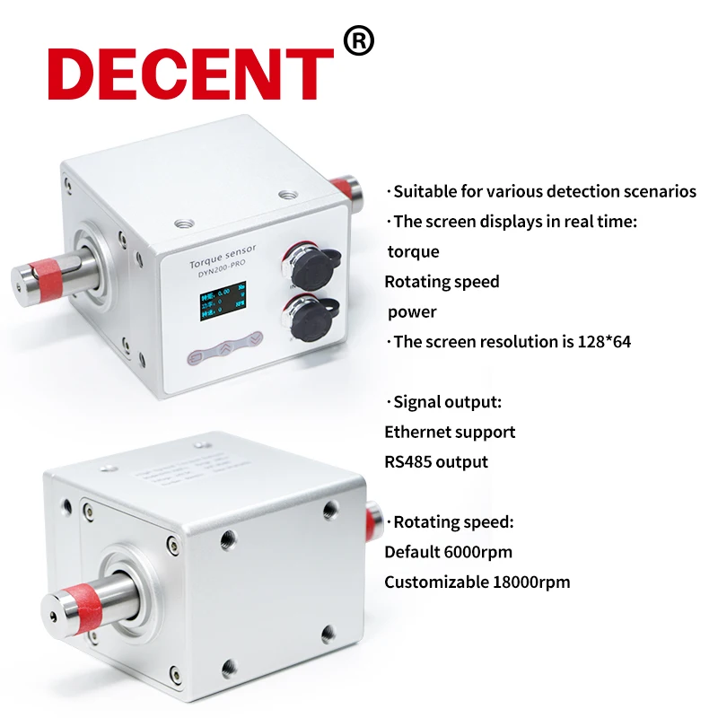 Dynamic Torque Sensor Rotary Transducer Fast Rotate 10000rpm for Motor Speed Power Instrument with Display 0.5/2000N.m Automatic