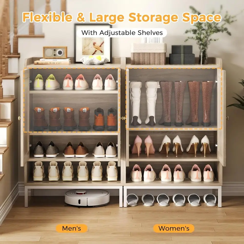خزانة أحذية قابلة للتعديل مكونة من 5 طبقات لـ 20 زوجًا - لمسة نهائية طبيعية